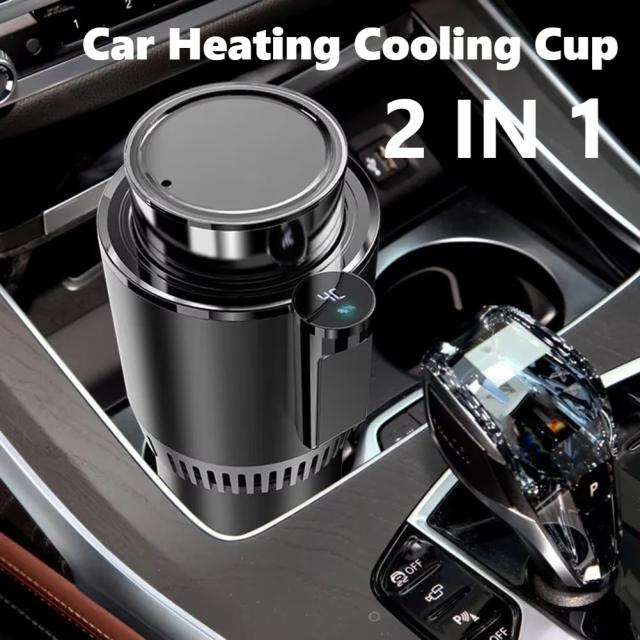 12V 車載 冷暖杯 デジタル表示 2in1 スマート保温保冷カップ 飲み物ホルダー 急速冷凍・加熱 電気マグカップ 輸入品