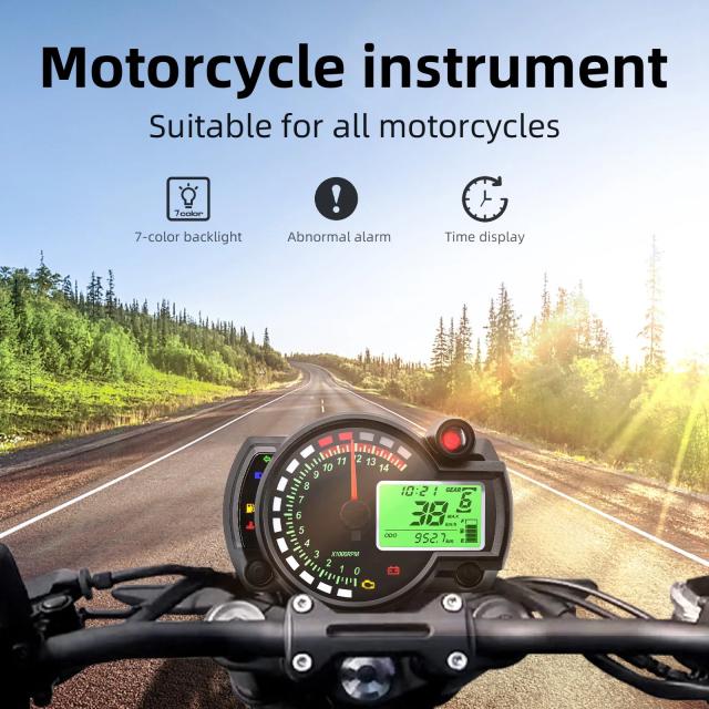 12V ユニバーサル 7色バックライト バイク用スピードメーター タコメーター RPM オドメーター パネル ダッシュボード ホンダ スズキ ヤマハ カワサキ対応 輸入品_3