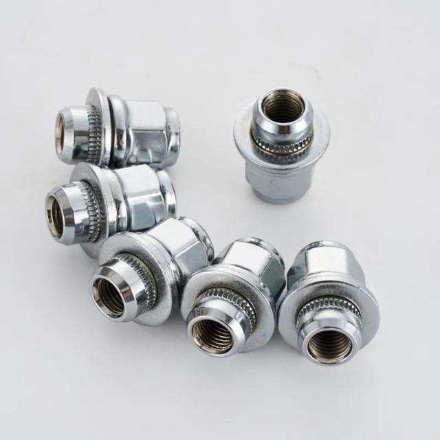 トヨタ アバロン カムリー カローラ シエナ用 12mmx1.5 ホイールナット 1.46インチ 37mm 長さ 21mm ヘックス シルバー/ブラック マグシート ラグナット 輸入品