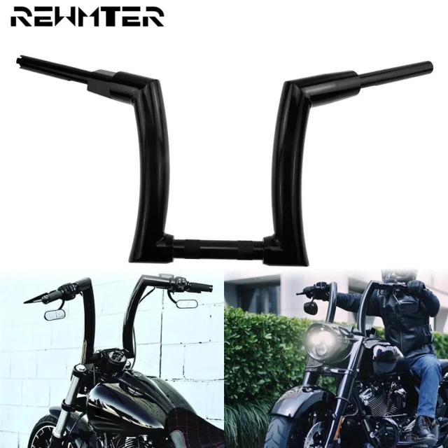 ハーレーダビッドソン ソフテイル 2015-2021 ストリートボブ ファットボーイ ブレイクアウト FXSB 用 12インチ 14インチ 16インチ ハンドルバー ハンドル アイアン グロスブラック 輸入品