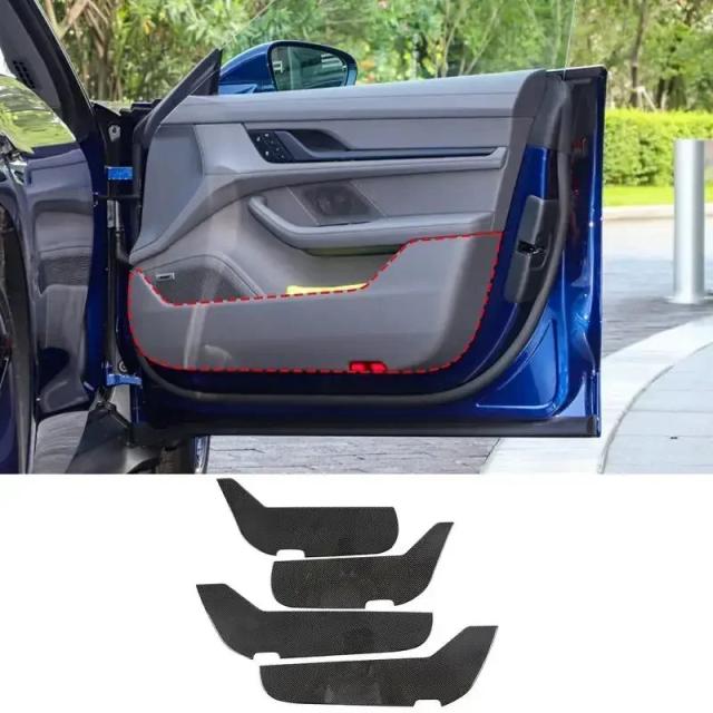 ソフトカーボンファイバー ドアキックガード 内装用カバー トリムステッカー ポルシェ タイカン 2019-2024 専用 輸入品