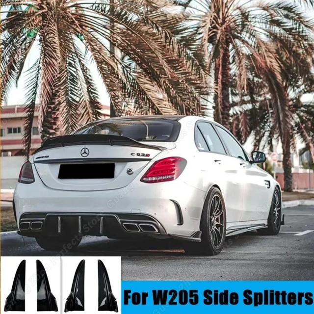 メルセデスベンツ Cクラス W205 リアバンパーディフューザー サイドスプリッター 2015-モデル C180 C200 C250 C260 C300 C43 C63 S AMG 用 アクセサリー 輸入品