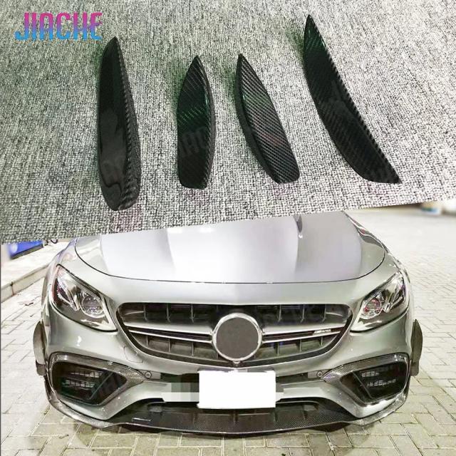 JIACHE 4点セット カーボンファイバー フロントバンパー カナードトリム メルセデス・ベンツ Eクラス W213 E63 AMG 2017-2019 用 装飾品 輸入品