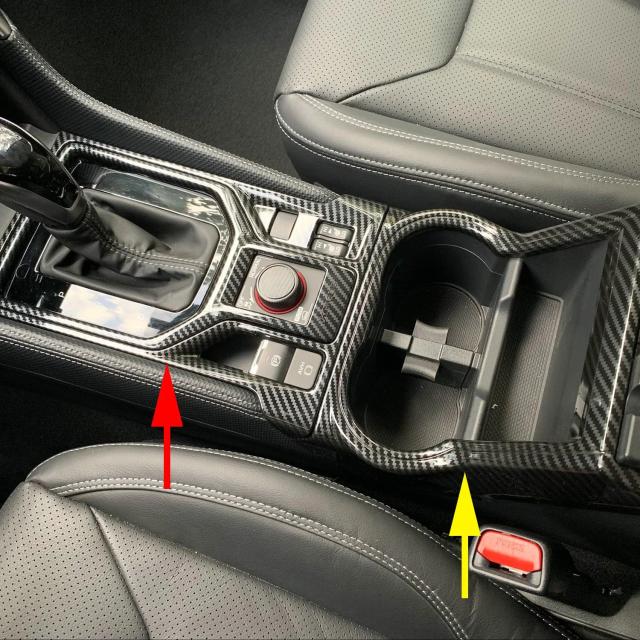 カーボンファイバー 車内 ギアシフトパネル＆カップホルダーカバー トリム 2019-2024 スバル フォレスター SK (LHD  RHD) 専用 輸入品