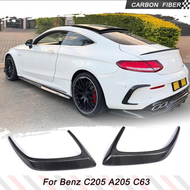 メルセデス・ベンツ Cクラス C205 A205 C63 AMG クーペ 2ドア 2015-用 カーボンファイバー/FRP ブラック リアバンパー カナード スプリッター ベント 輸入品