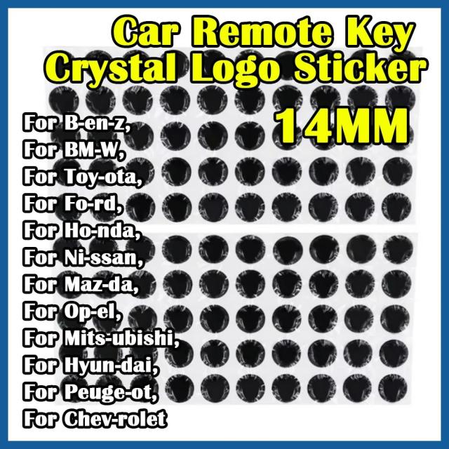 カーロモートキー用14mmクリスタルロゴステッカー エポキシ樹脂製 KEY-DIY KD XHO-RSE VV-DI リモコン対応 BM-W 日産 フォード トヨタ ベンツ 輸入品