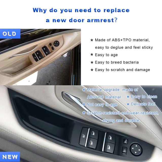BMW 5続きもの F10 F11 F18 520 523 2010-2016 部屋の入り口手持ち部分 風窓取り替えっこ アームレストパネル 動かす席 左前 51417225873 インポート品