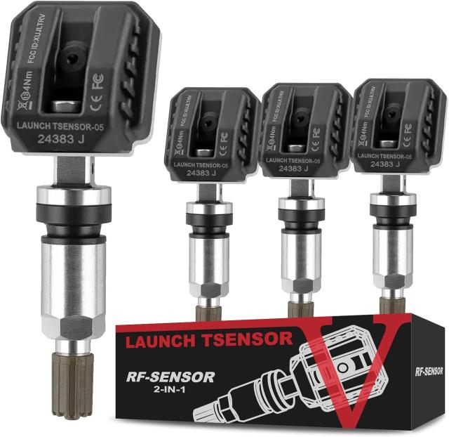 LAUNCH X431 TSENSOR-05 TPMSセンサー 315MHz/433MHz デュアル周波数 スクリューイン式 角度調整可能 メタルバルブ 純正交換センサー 輸入品