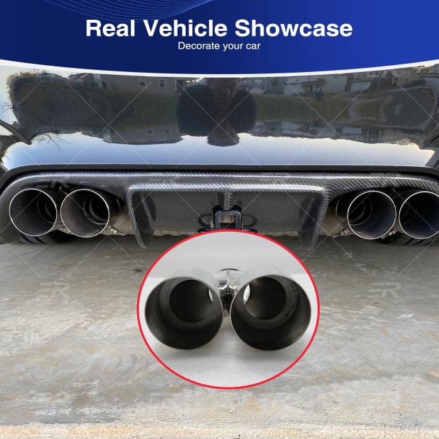 ERユニバーサル デュアルエキゾーストチップ ステンレス製 エキゾーストシステム アップグレード 人気車用 マフラー テールパイプ ダブルノズル 輸入品_4