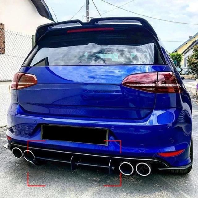 フォルクスワーゲン ゴルフ7R/7.5R (2013-モデル) 用 リアバンパーディフューザー スプリッター スポイラー リップ ブラック ABS ボディキット 輸入品_4