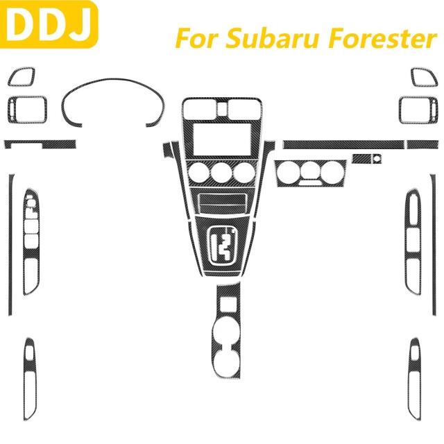 スバル・フォレスター 2005-2008年用 カーボンファイバー センターパネル コンソール シフトダッシュボード エアベントトリムセット 車 アクセサリー ステッカー 輸入品