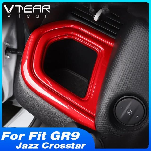Vtear 車用ダッシュボードトリム エアアウトレットフレームカバー 内装ステッカー デコレーション スタイリングアクセサリー ホンダ フィット GR9 ジャズ クロススター 2021 輸入品