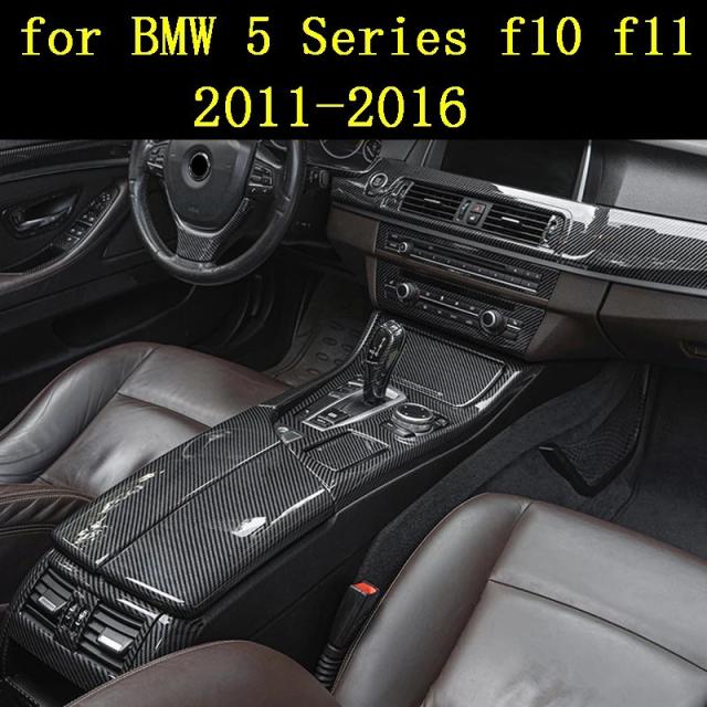 BMW 5シリーズ F10 F11用 LHD カーボンファイバー センターボックスアームレスト ギアパネルカバー インテリアパーツ 輸入品