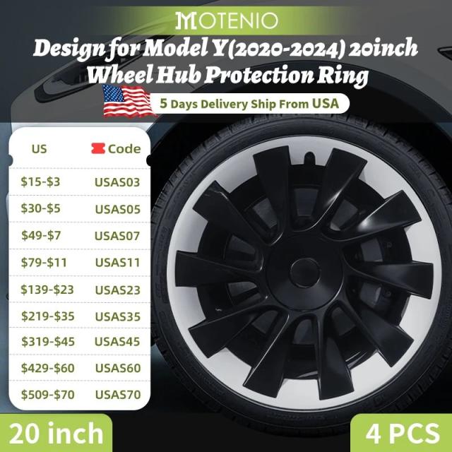テスラモデルY 2020-2024用 20インチ ハブリング保護ホイールカバー ハイパフォーマンス フルリムカバー アクセサリー 輸入品