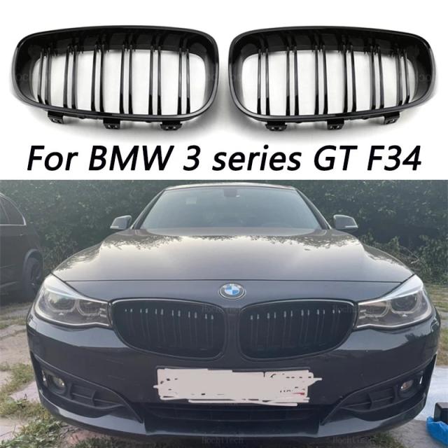 フロントバンパーカースタイリング キドニーレーシンググリル BMW 3シリーズGT F34 2012-用 交換用 デュアルスラット 光沢黒 Mカラー 輸入品