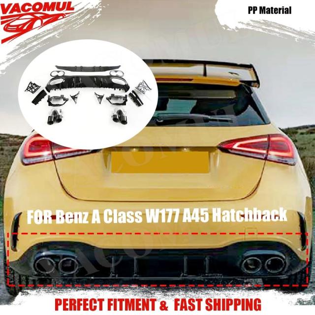 VACOMUL リアバンパーリップディフューザー エキゾーストチップブラケット メルセデス・ベンツ Aクラス W177 A180 A200 A250 A35 A45 ハッチバック 式以降 輸入品