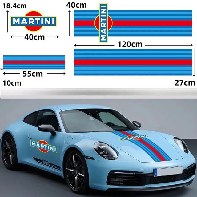 マーチーニ レーシングステッカー フードドアストライプ ビニール マーチニステッカー アウディA3 テスラ ポルシェ911 917 917LH 918 カーアクセサリー 輸入品