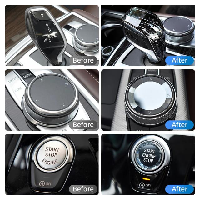 BMW G20 G22 G26 G14 Z4 G29 X3 G01 X4 G02 X5 G05 X6 G06 X7 G07 用 クリスタル 3ピース シフトノブ ハンドル ショートロッド レバー セット LHD車対応 輸入品_11