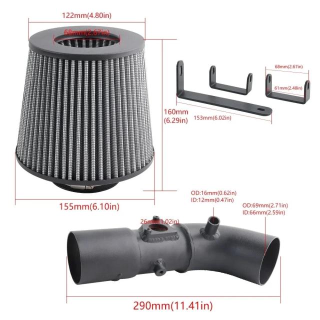 09-17年式 TOYOTA カローラ 16-17年式 SCION iM 1.8Lエンジン用 ヒートシールド付き コールドエアインテークキット フィルター 輸入品_2