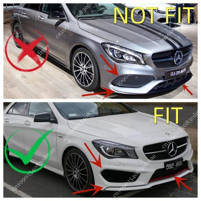 フロントバンパーリップスポイラー スプリッター ディフューザー メルセデス C117 X117 CLA200 220d 250 2013-2015 プリLCI 上半身一揃いの道具 かい繕う グロス黒いこと インポート品