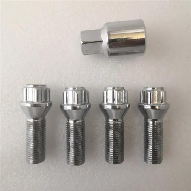 1セット M14×1.5 ホイールロックボルト タイヤ盗難防止ネジ ナット 盗難防止ホイールボルトナット レンチアダプター BMW MG Roewe用 輸入品