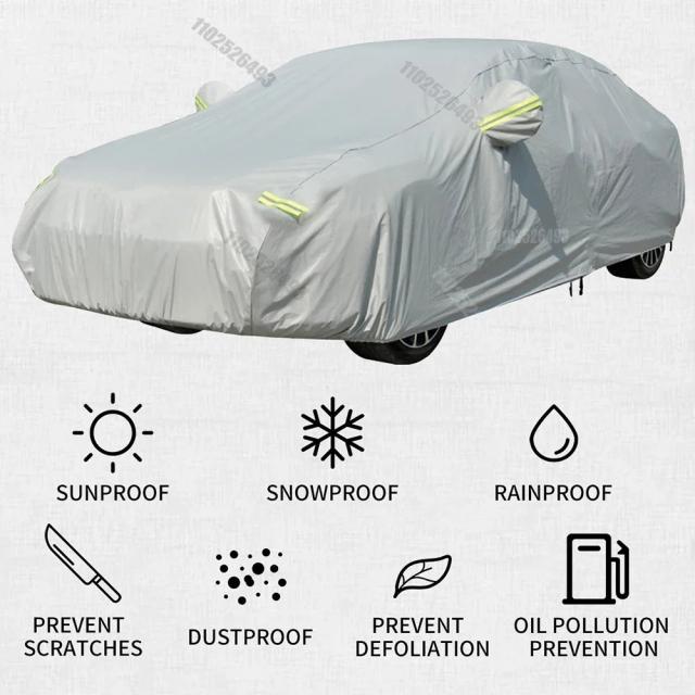 ユニバーサル カーカバー 高品質 全天候型 UVカット 車両用 太陽光・雪・塵対策 アウトドアツール付き アマビリス 輸入品_10