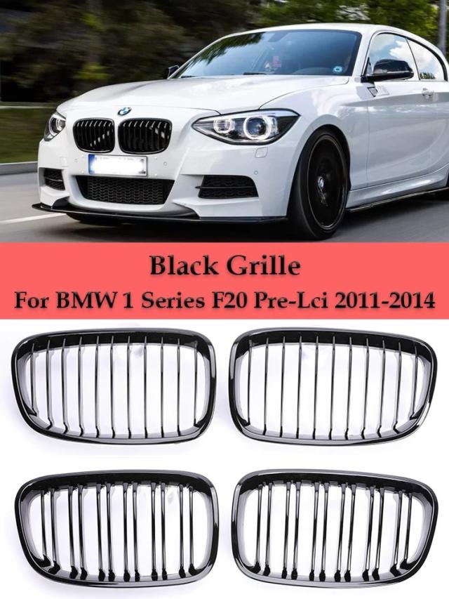 グロスブラック シングル＆ダブルスラット Mパフォーマンス キドニー フロントバンパー ABSグリル BMW 1シリーズ F20 F21 フェイスリフト前 2011-2014 輸入品