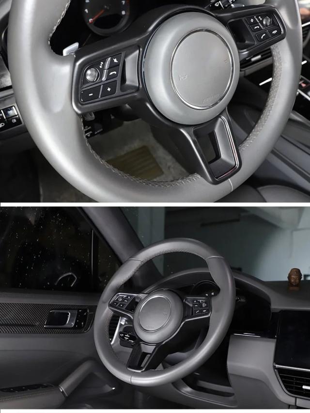 ポルシェ マカン カイエン パナメーラ 718 911 918 用 ABS マットブラック テクスチャー 内装ステアリングホイールカバー トリム インテリアアクセサリー 輸入品_13