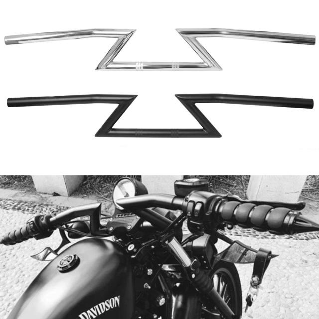 ハーレースポーツスター1200 883 ツーリング用 22mm 7/8 25mm 1 クロームブラック レトロドラッグハンドル Zバー チョッパーボバーカスタム 輸入品