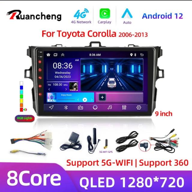 トヨタ カローラ E140/E150専用 9インチ Android14 カーステレオ 2DIN DVDマルチメディアプレーヤー (2007-2013年モデル対応) 輸入品