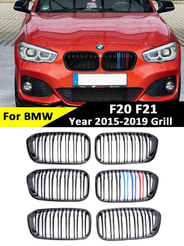 フロントバンパー キドニーグリル BMW 1シリーズ F20 F21 LCI 2015-2019 用 インサートグリル 光沢黒 メッシュグリル アクセサリー 輸入品