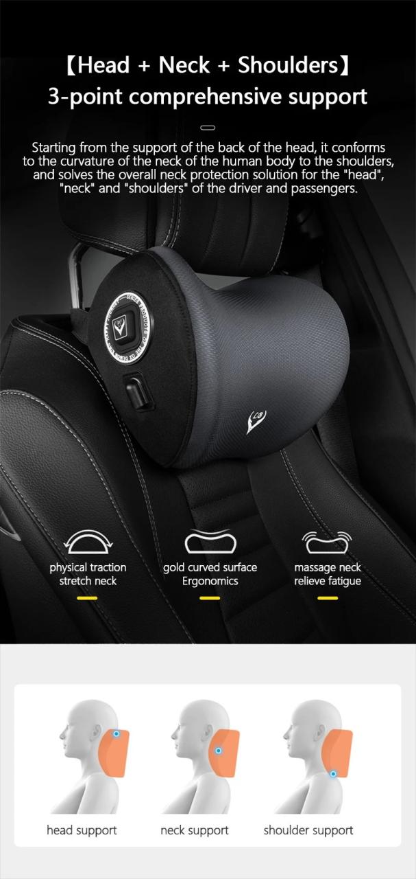 車載電気マッサージネックピロー 振動ヘッドレスト 腰シートクッション カー用品 トラベルアクセサリー 輸入品_17