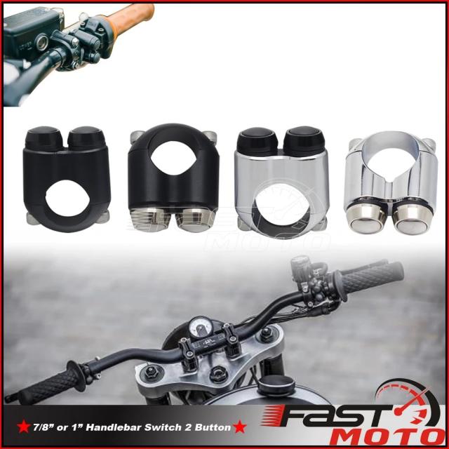 バイク用ブラッククローム 22mm 25mm ハンドルコントロールスイッチ 7/8  1 瞬間/保持切り替え 小型2ボタンスイッチ 輸入品