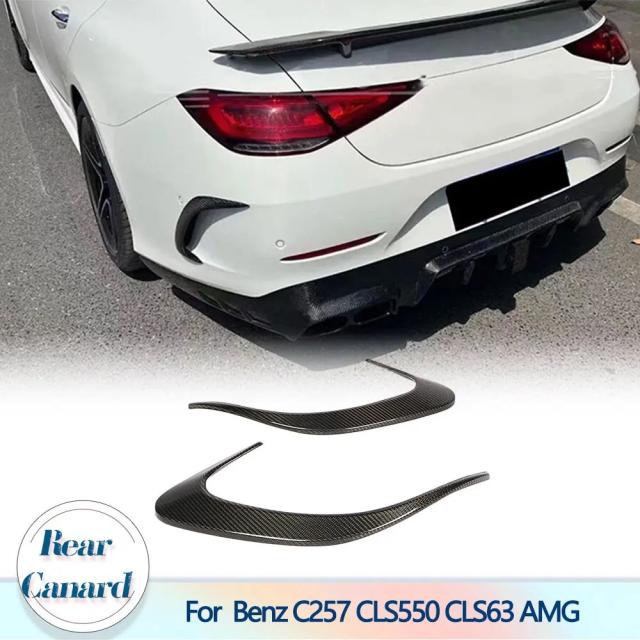 リアルカーボンファイバー メルセデスベンツ C257 CLS550 CLS400 CLS63 AMG 2018-2020 用 リアバンパー カナード リアスプリッター フィン FRP 輸入品
