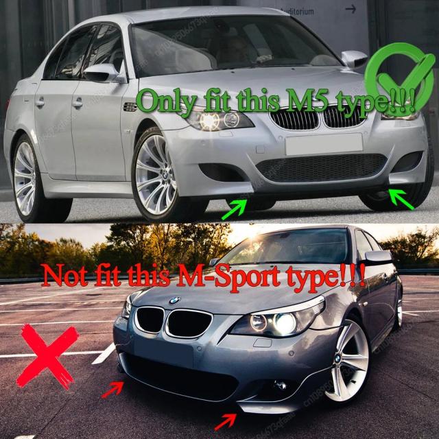 BMW 5シリーズ E60 E61 M5 2005-2010年 フロントバンパースプリッター リップ グロスブラック ディフューザー スポイラー ガード ボディキット 輸入品