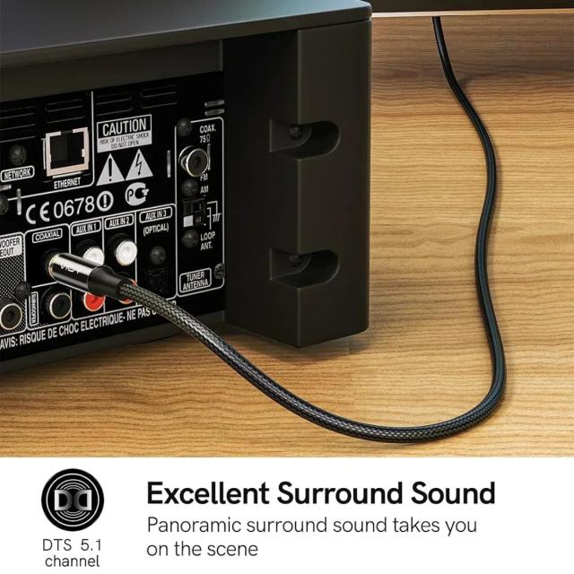 サブウーファーケーブル デジタル同軸オーディオケーブル HiFi 5.1ch SPDIF RCAオス-オス ステレオオーディオコード ホームシアター HD TV アンプ対応 輸入品_2