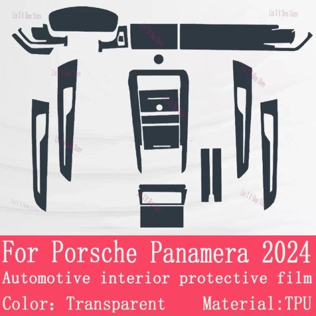 ポルシェ パナメーラ 2024 ギアボックスパネル ナビゲーション画面用 TPU 保護フィルム カバー スクラッチ防止ステッカー アクセサリー 輸入品