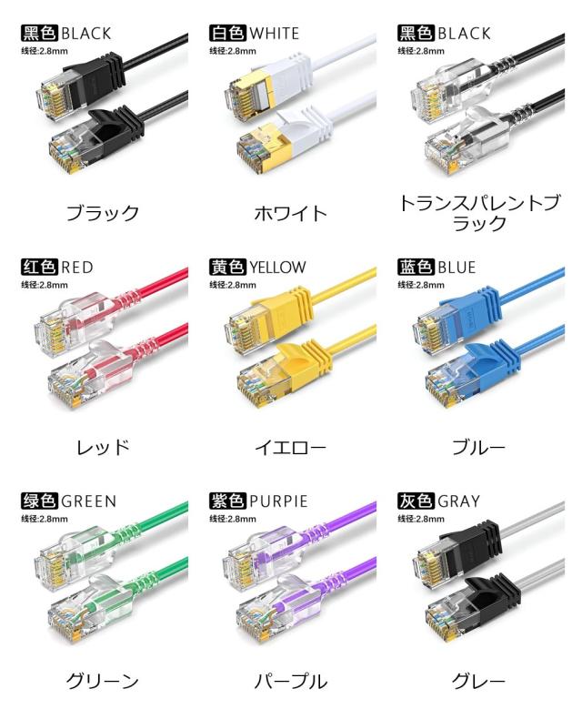 Cat6 イーサネットケーブル 1000M 極細 UTP パッチケーブル RJ45 対応 コンピューター Xbox ネットワーク LAN ケーブル 輸入品_1