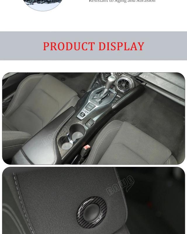 BAWA ABSカーボン調ギアシフトセンターフィニッシャーカバーキット シボレーカマロ 以降 車外アクセサリー 輸入品_11