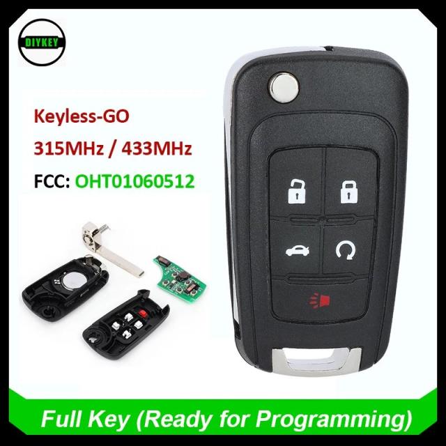 DIYKEY キーレスGO リモート スマートキー 5ボタン 315MHz/433MHz ID46 シボレー クルーズ インパラ SS 2011-用 FCC: OHT01060512 輸入品