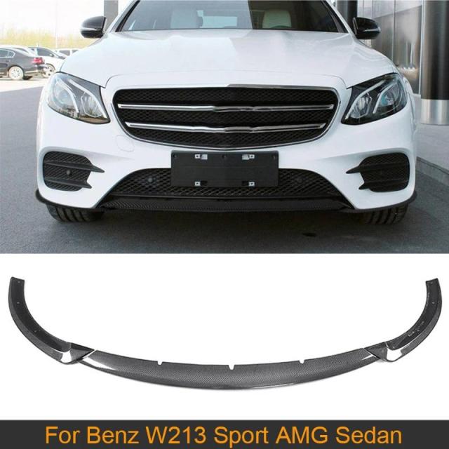 メルセデスベンツ Eクラス W213 E200 E300 E43 AMG スポーツセダン 4ドア 用 カーボンファイバー フロントバンパーリップスポイラー スプリッター (2017-モデル) 輸入品