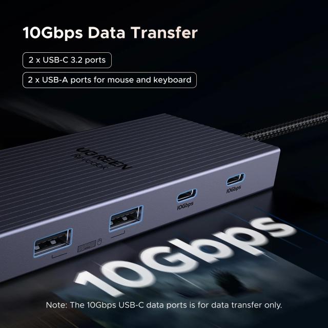 UGREEN 12-in-1 USBハブ Type-C 変換 2HDMI 4K120Hz DP USB3.2 10Gbps SD/TF RJ45 PD100W MacBook Dell HP ノートPC アクセサリー ドッキングステーション 輸入品_5