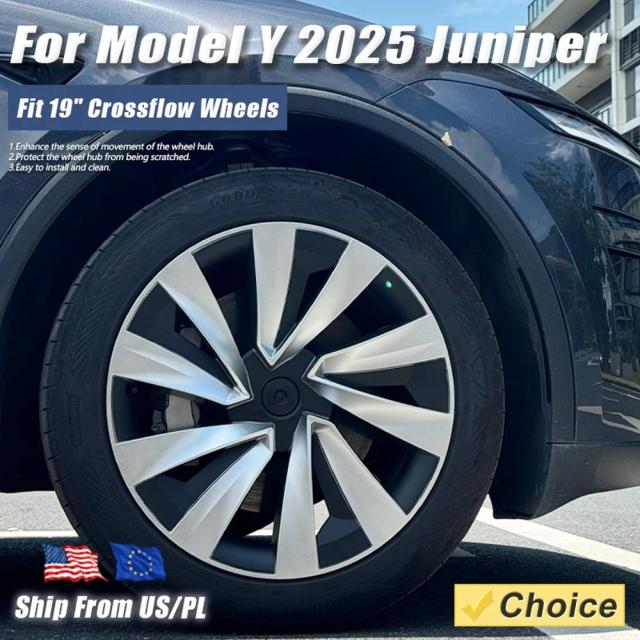 4個セット ハブキャップ 高性能 交換用 ホイールカバー クロスフローキャップ フルリム アクセサリー Tesla Model Y ジュニパー 19インチ 2025 2026 輸入品