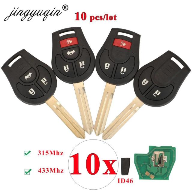 日産 キーリモコン 10個セット 3/4ボタン 適合車種：キャシュカイ、サニー、ティーダ、エクストレイル 周波数：315MHz チップ：ID46 型番：CWTWB1U751 / CWTWB1U816 輸入品