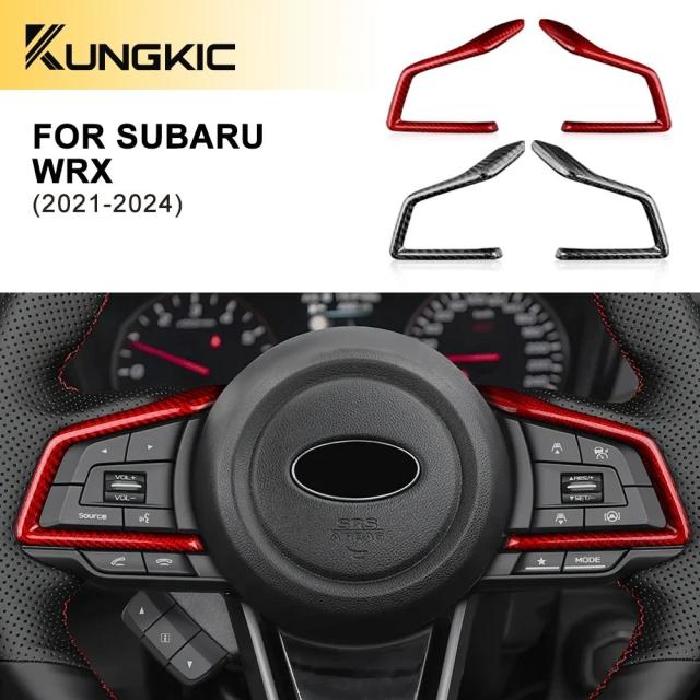 リアルハードカーボンファイバーステッカー - スバルWRX/WRX STI 2022-2024 ステアリングホイールボタンフレーム内装トリムアクセサリー 輸入品