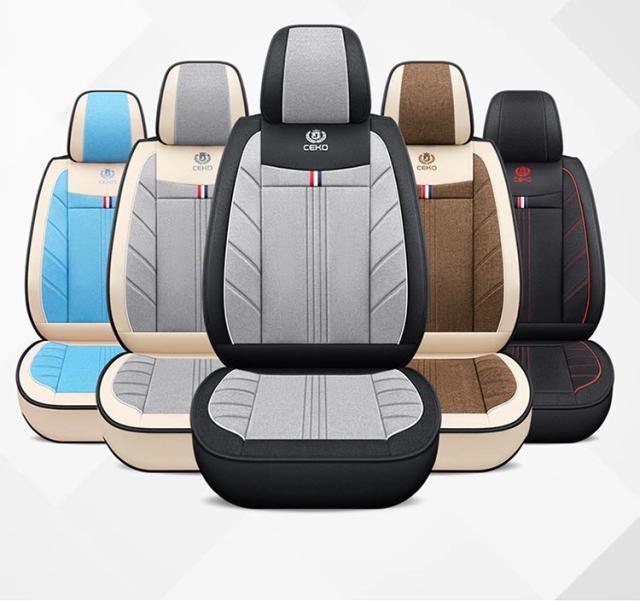 5個セット ユニバーサルカーシートカバー 麻 オールシーズン 自動車内装アクセサリー ほとんどのセダン・SUV・ピックアップトラック対応 輸入品