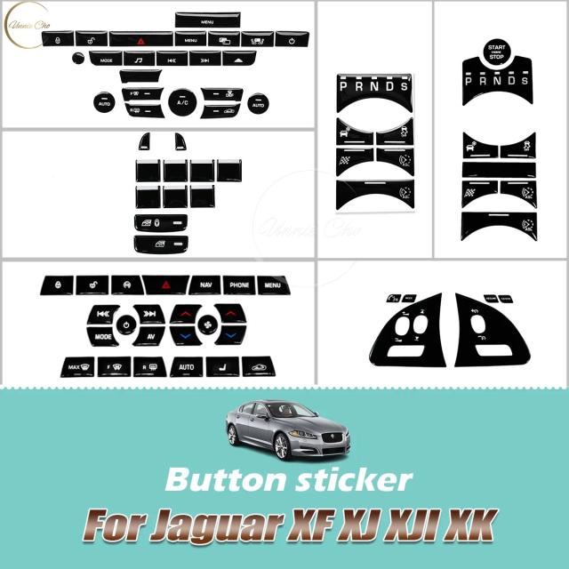 ジャガー XF X250 XK XKR XJ XJL 用 ブラックエポキシボタンステッカー 車内用 内装トリムカバー ダッシュボード センターコンソール 輸入品
