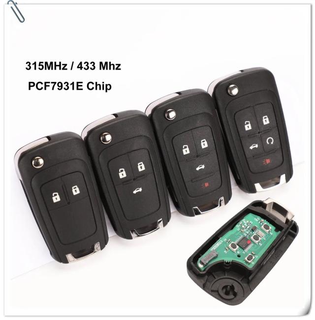 ジンユーチン 10個セット 2/3/4ボタン リモートキー 折りたたみキー シェビーローバ セイル アベオ クルーズ 315/433MHz PCF7937E用 輸入品