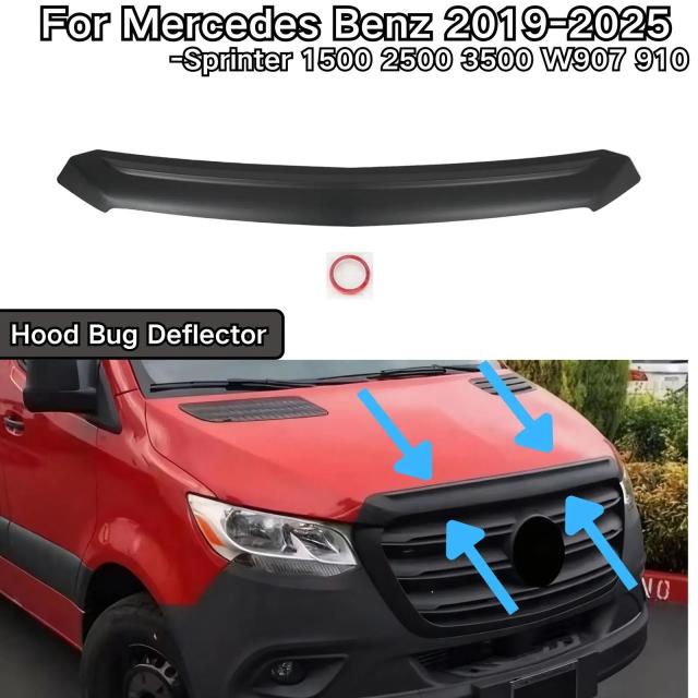 メルセデス・ベンツ スプリンター 1500/2500/3500 W907/910 2019-用 ボンネット バグデフレクター マットブラック/光沢黒 カーパーツ 輸入品