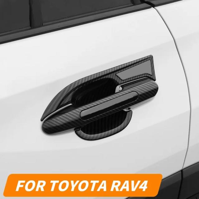 ABSカーボン外装ドアハンドルステッカー、トヨタRAV4 20年・21年モデル用ドアボウルハンドルカバー装飾ステッカー 車アクセサリー 輸入品